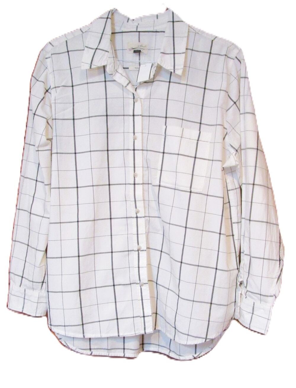 Universal Thread Women's Button-Down Shirt White & Black Grid Plaid Size Large